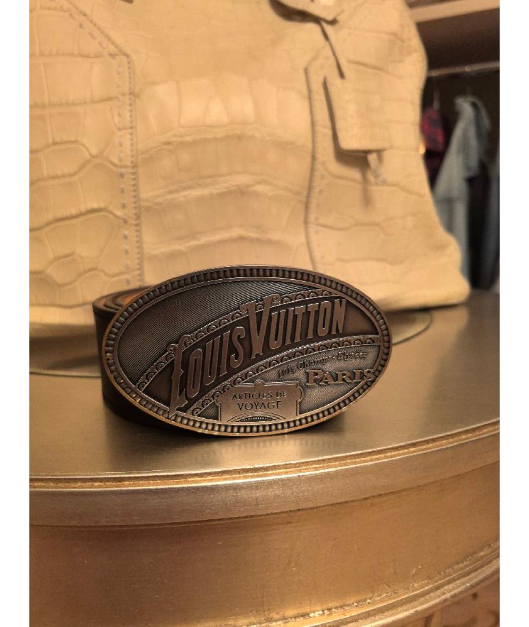 LOUIS VUITTON Черный кожаный ремень, фото 4