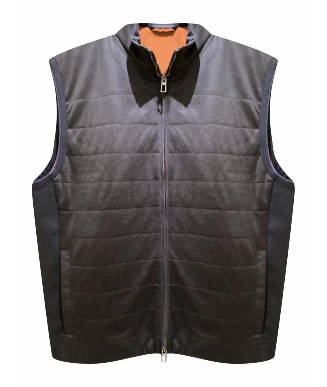 LORO PIANA Темно-синий шерстяной жилет, фото 1