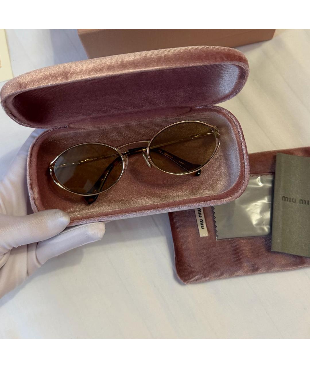 MIU MIU Золотые металлические солнцезащитные очки, фото 8