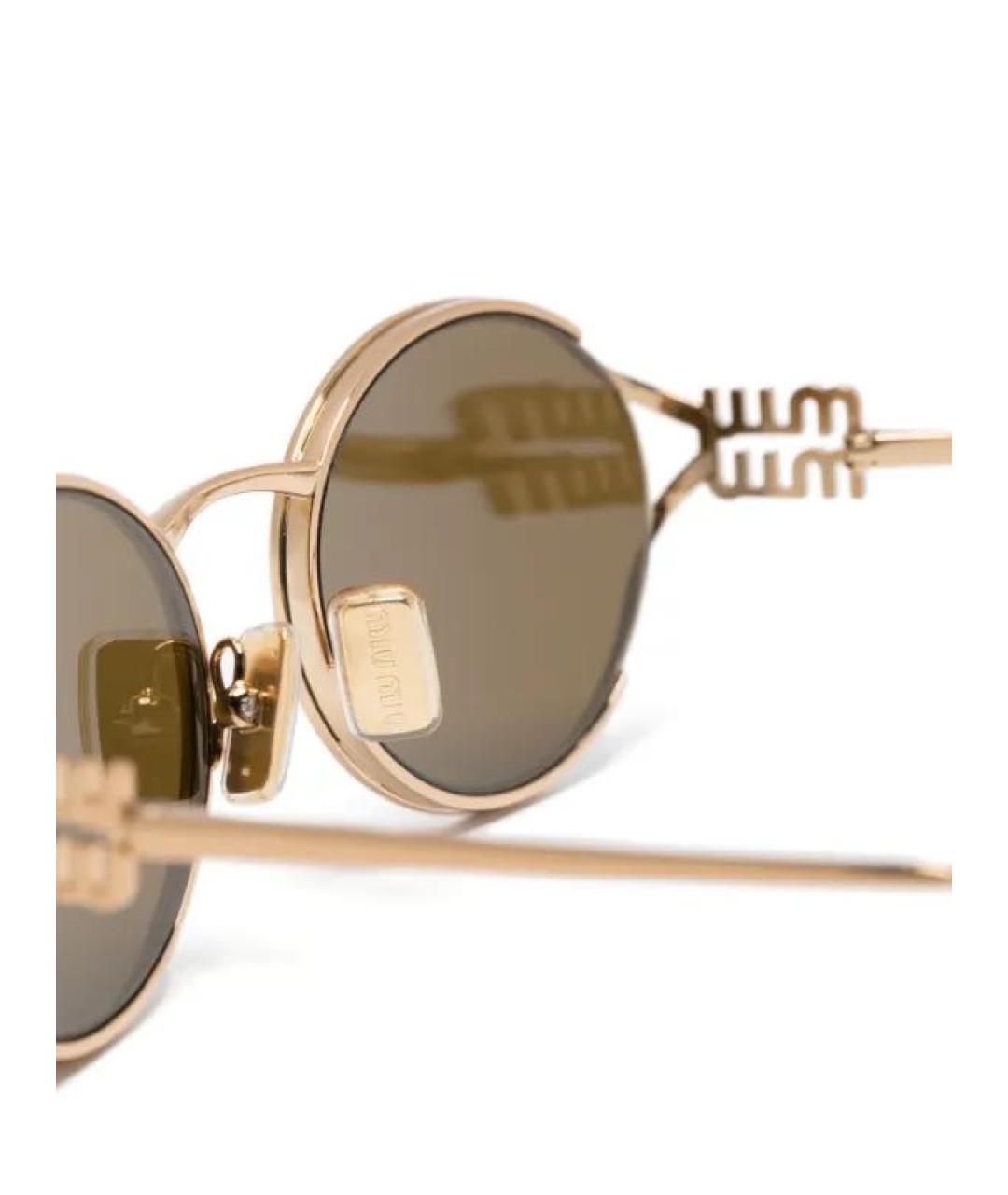 MIU MIU Золотые металлические солнцезащитные очки, фото 3