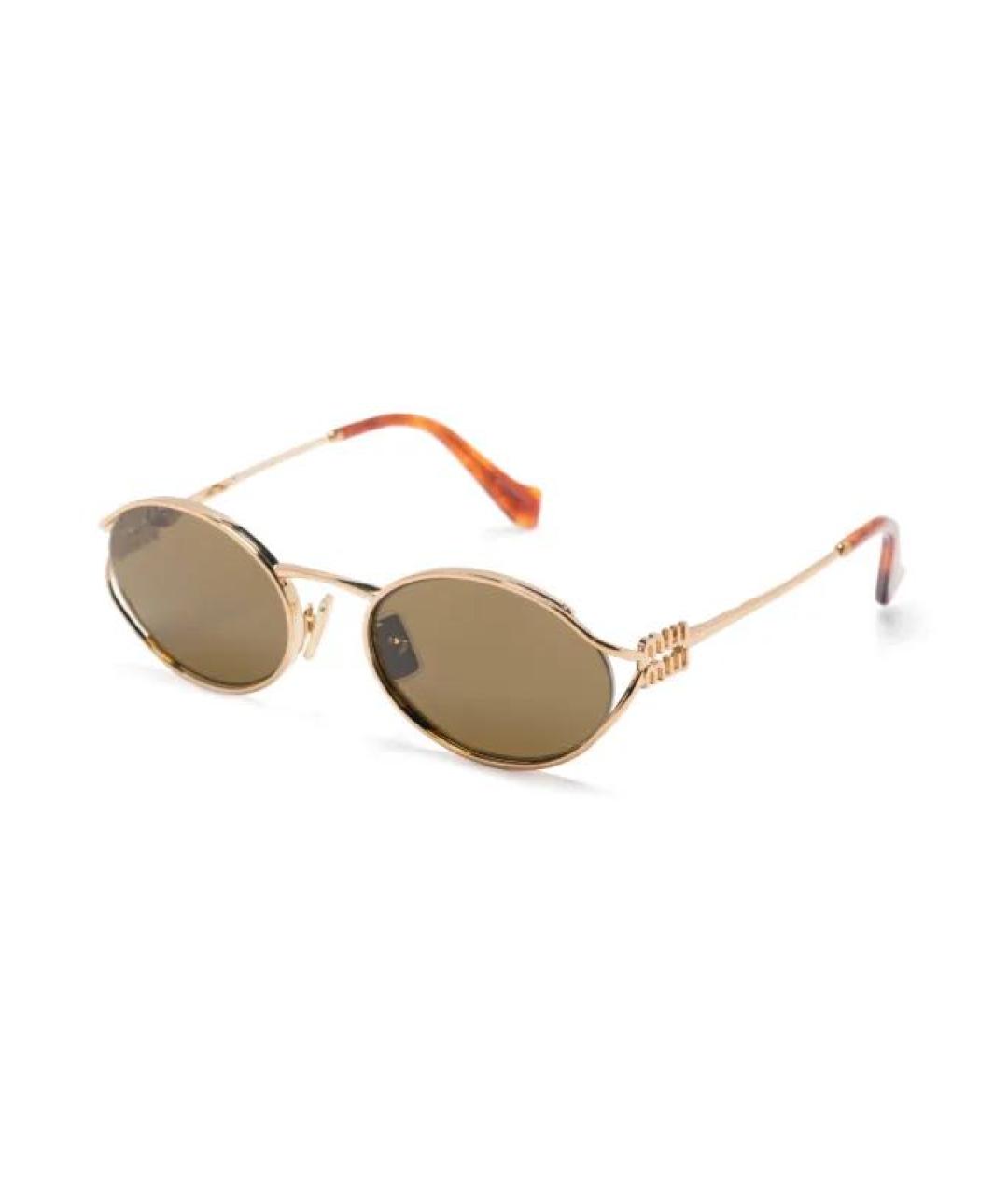 MIU MIU Золотые металлические солнцезащитные очки, фото 2
