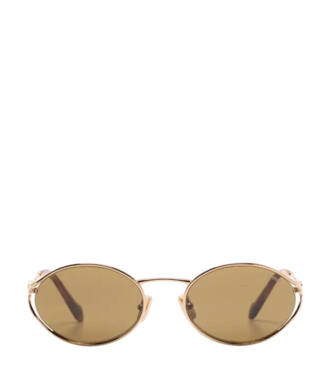 MIU MIU Золотые металлические солнцезащитные очки, фото 1