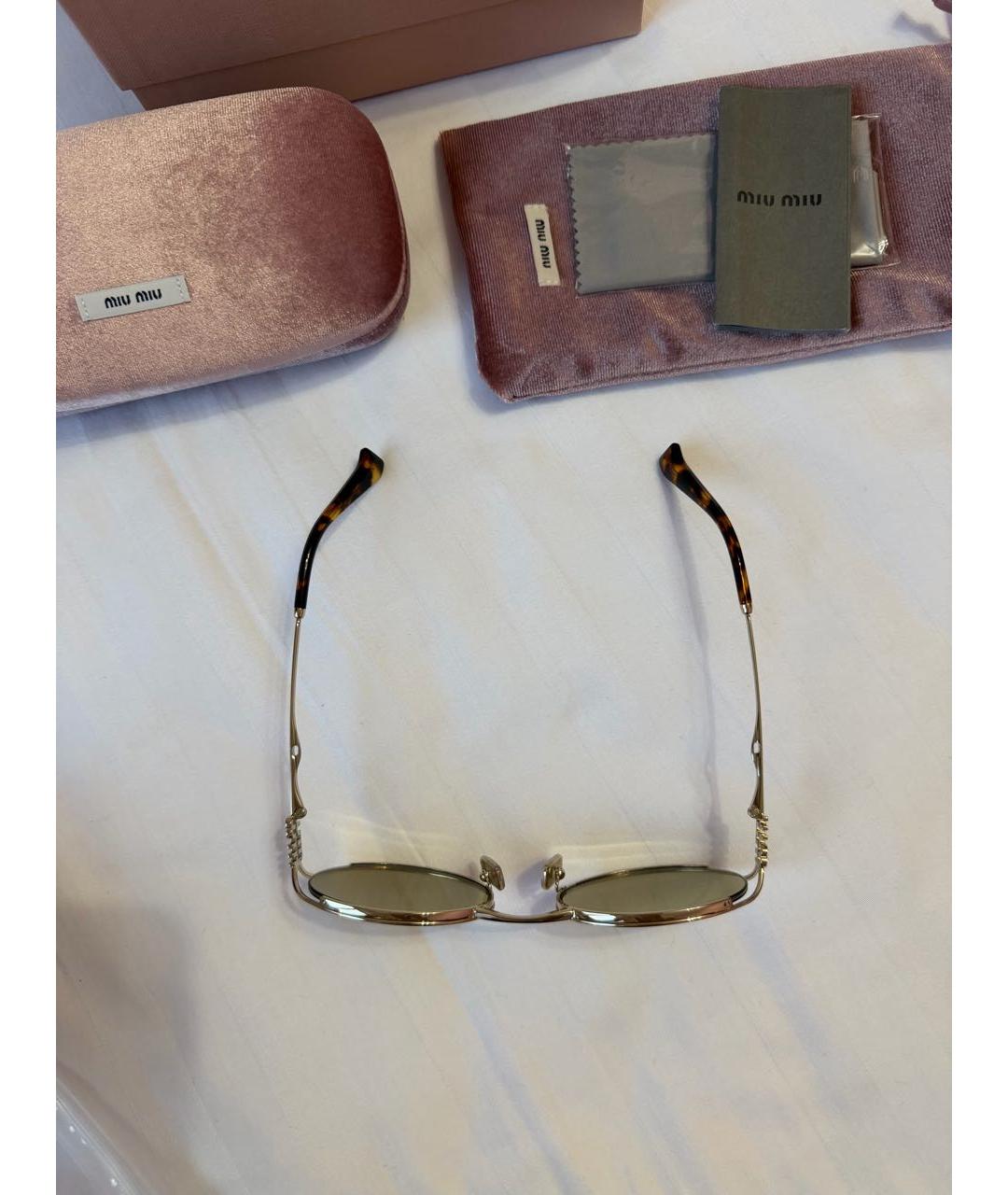 MIU MIU Золотые металлические солнцезащитные очки, фото 6