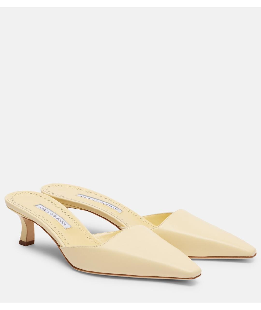 MANOLO BLAHNIK Желтые кожаные мюли, фото 2