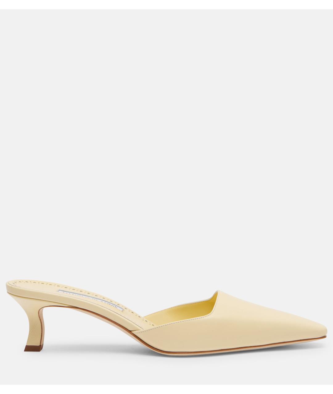 MANOLO BLAHNIK Желтые кожаные мюли, фото 6