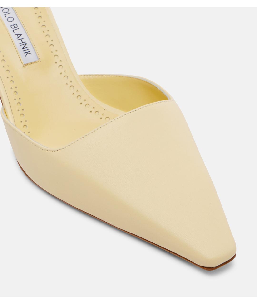 MANOLO BLAHNIK Желтые кожаные мюли, фото 4