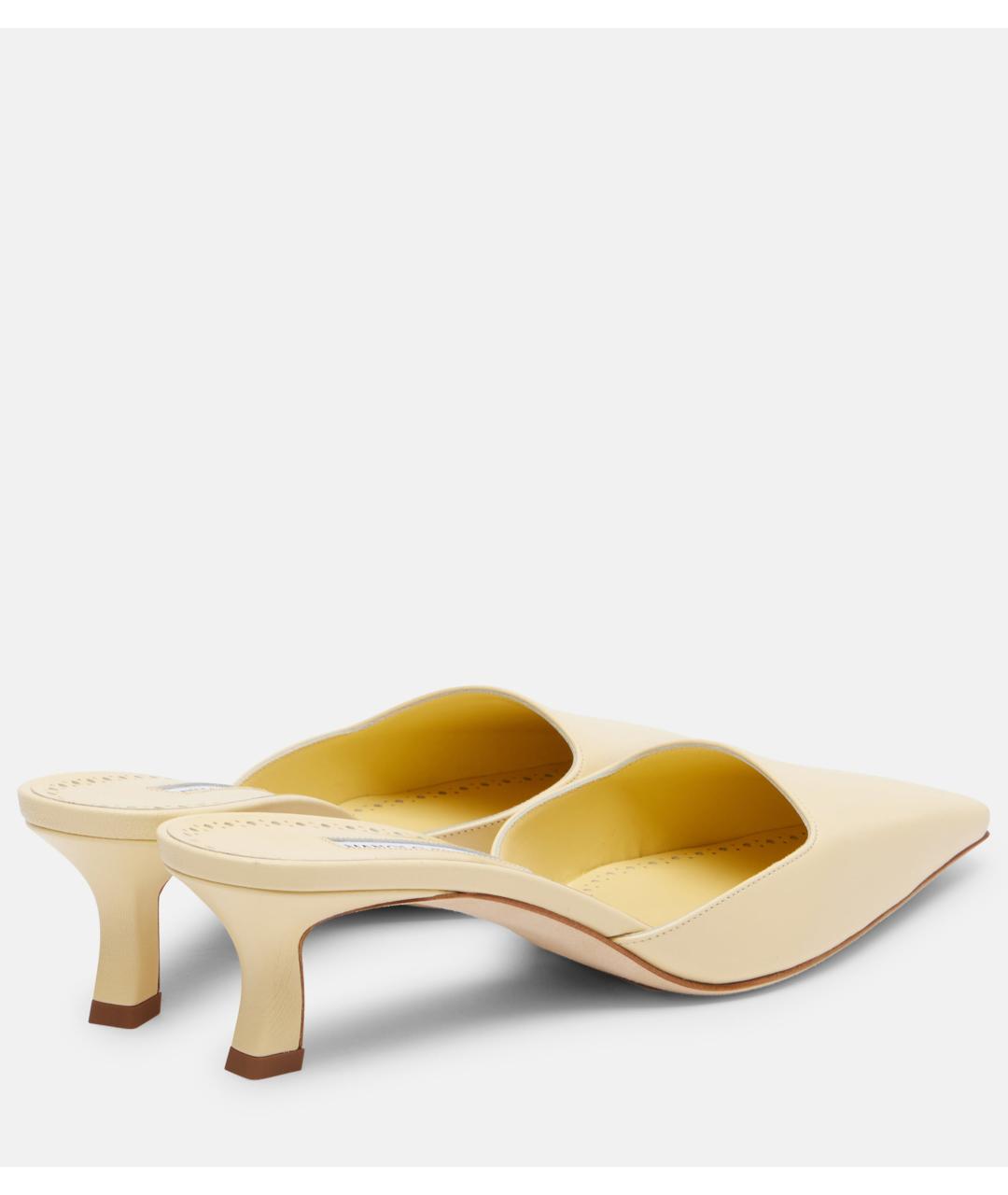 MANOLO BLAHNIK Желтые кожаные мюли, фото 3
