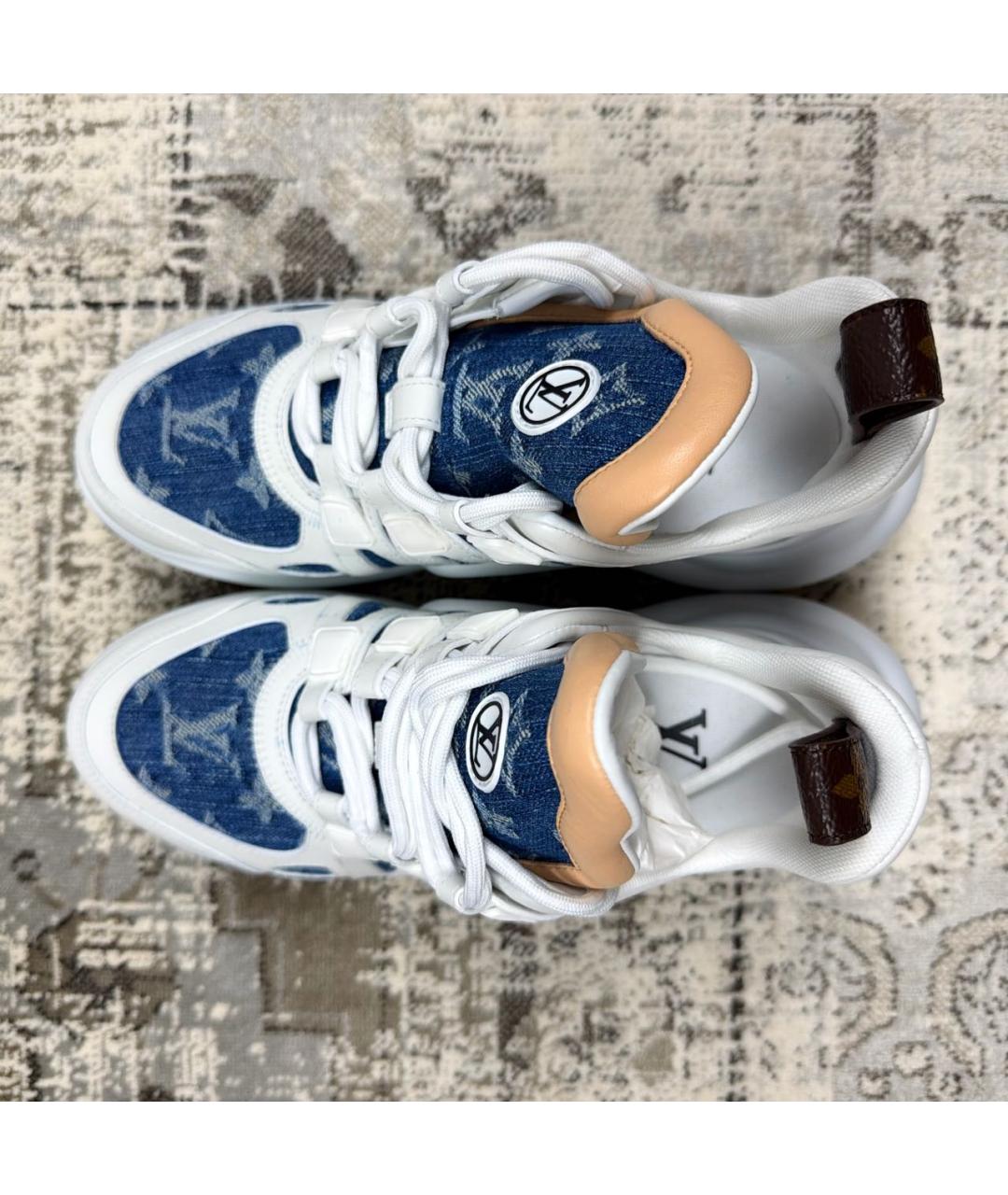 LOUIS VUITTON Белые кожаные кроссовки, фото 3