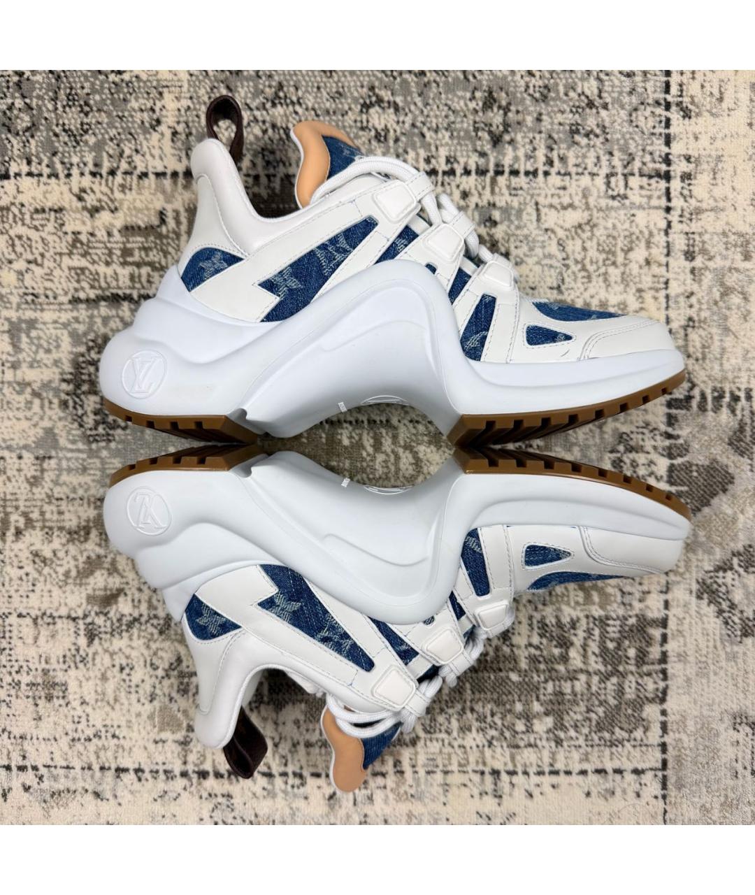 LOUIS VUITTON Белые кожаные кроссовки, фото 9