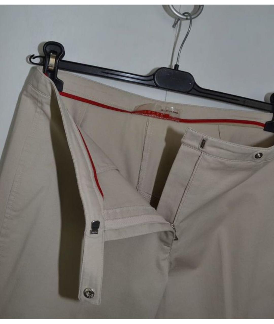 PRADA Бежевые хлопко-эластановые прямые брюки, фото 4