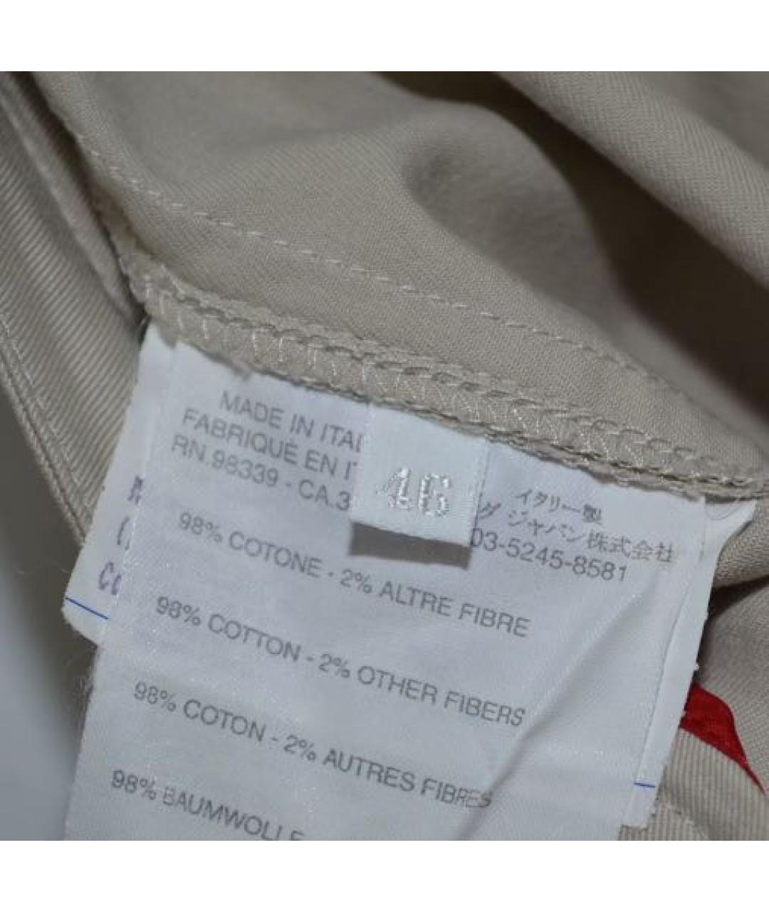 PRADA Бежевые хлопко-эластановые прямые брюки, фото 5