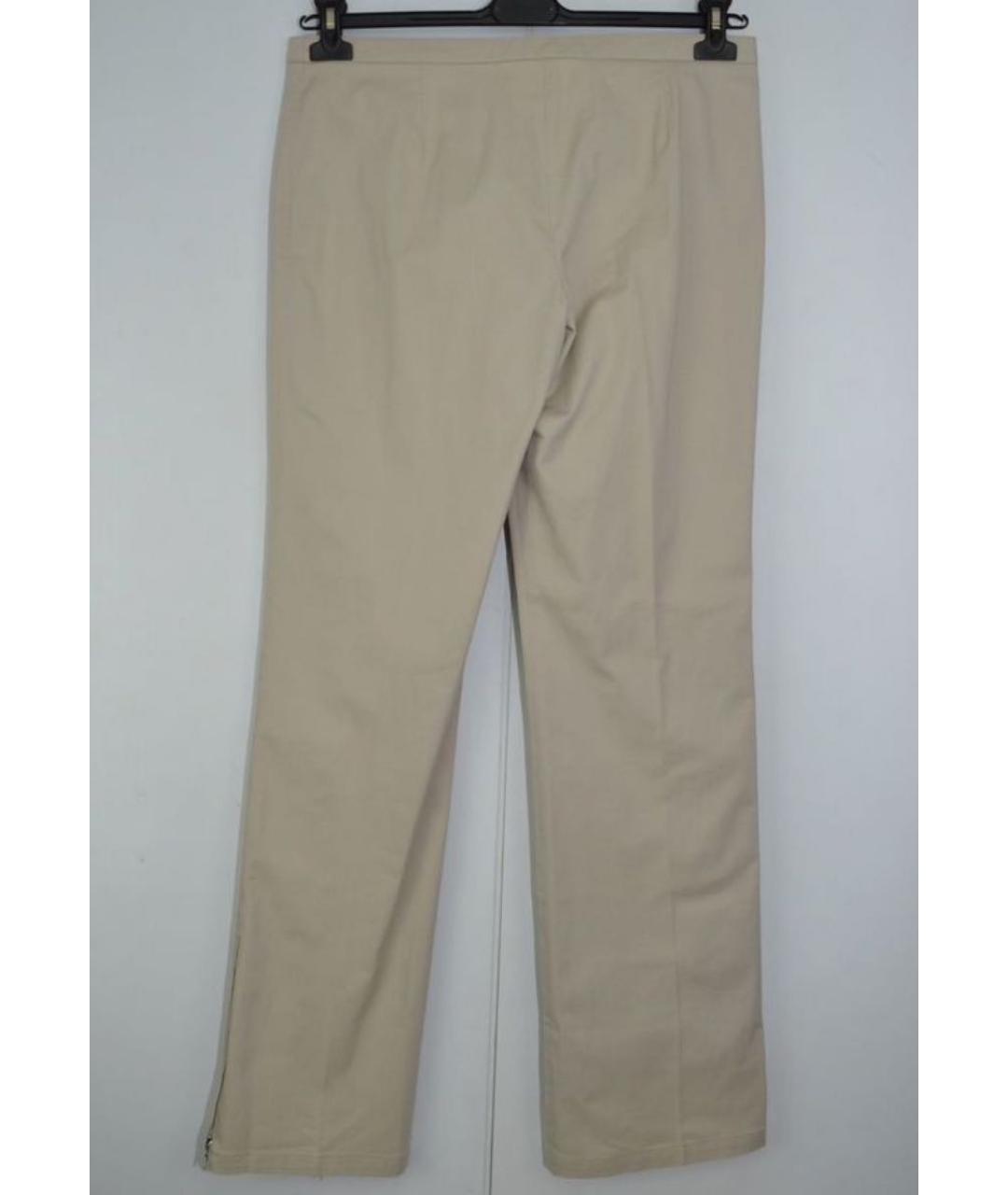 PRADA Бежевые хлопко-эластановые прямые брюки, фото 3