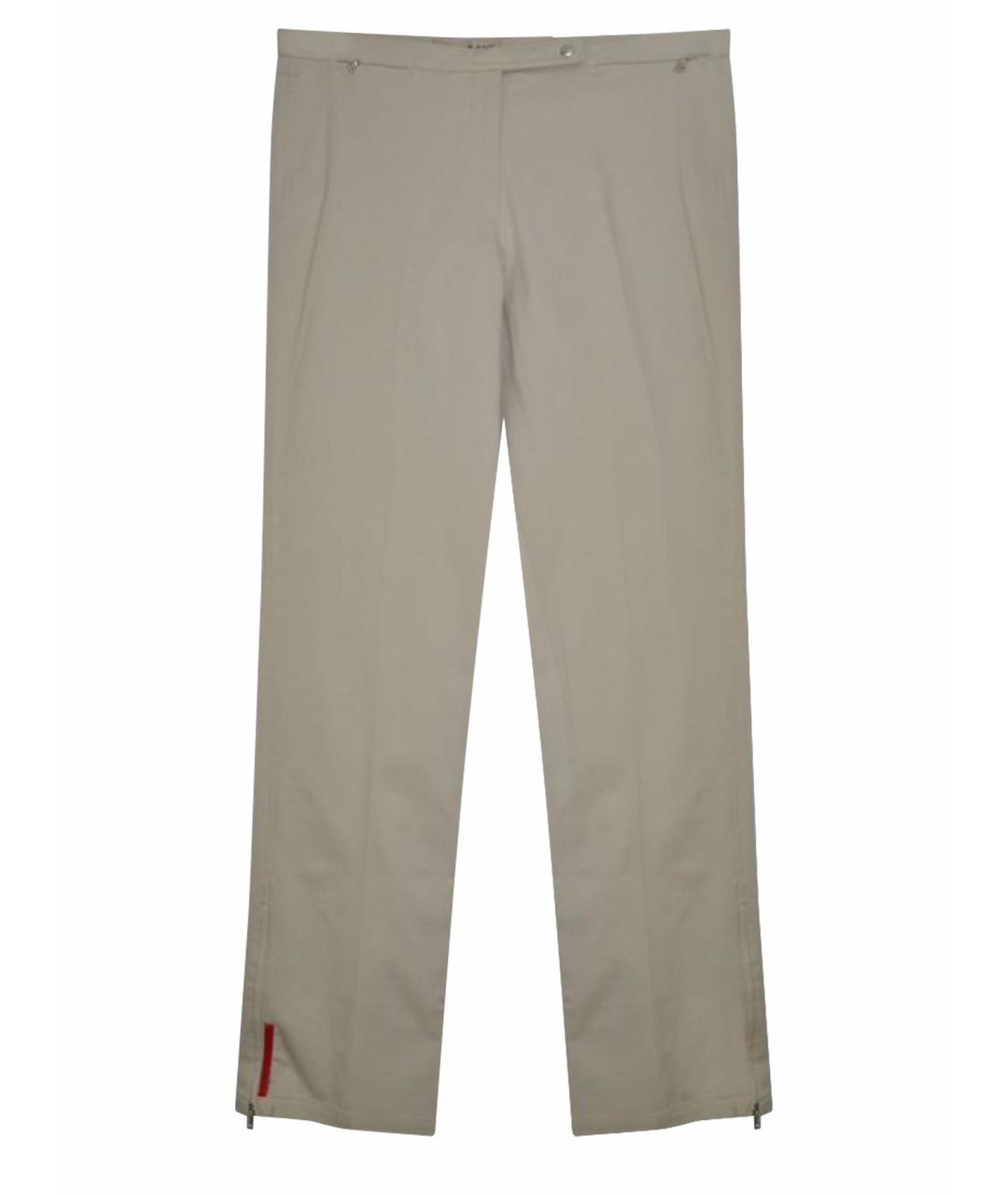 PRADA Бежевые хлопко-эластановые прямые брюки, фото 1