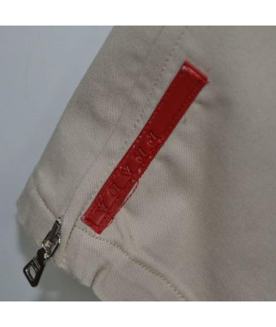 PRADA Бежевые хлопко-эластановые прямые брюки, фото 2