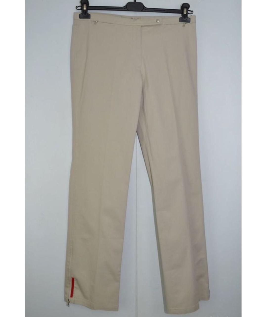 PRADA Бежевые хлопко-эластановые прямые брюки, фото 9