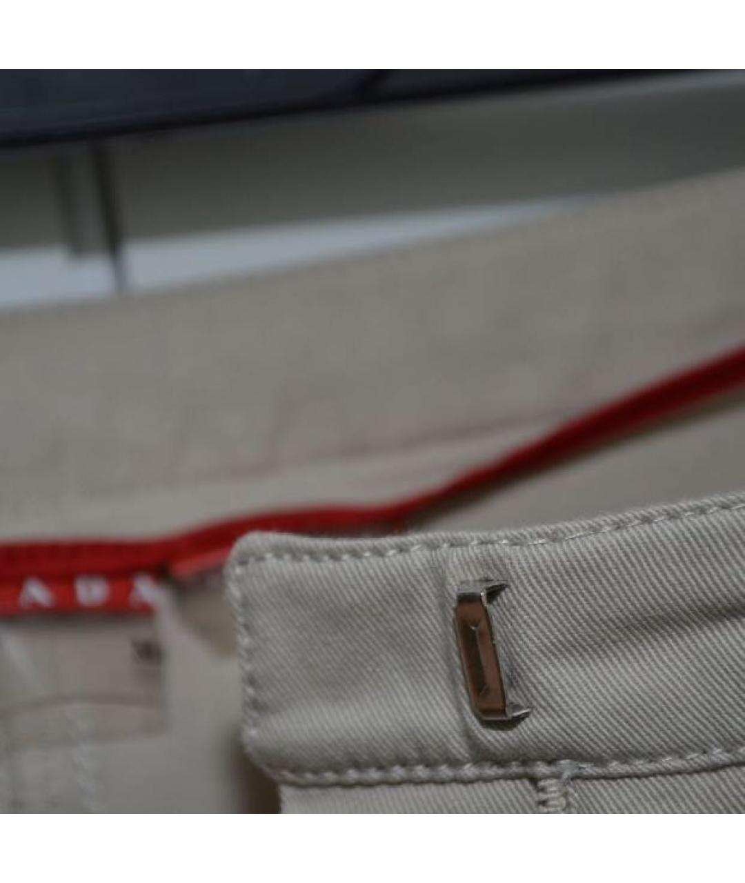 PRADA Бежевые хлопко-эластановые прямые брюки, фото 8