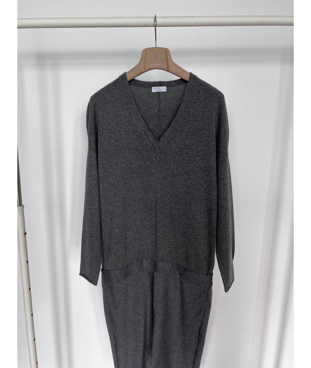 BRUNELLO CUCINELLI Серое кашемировое повседневное платье, фото 3