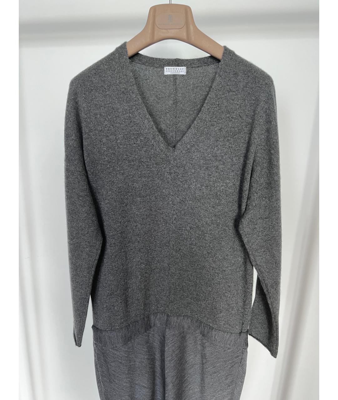 BRUNELLO CUCINELLI Серое кашемировое повседневное платье, фото 4