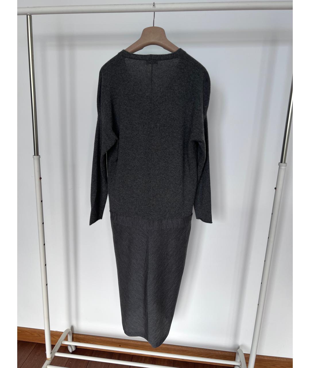 BRUNELLO CUCINELLI Серое кашемировое повседневное платье, фото 2