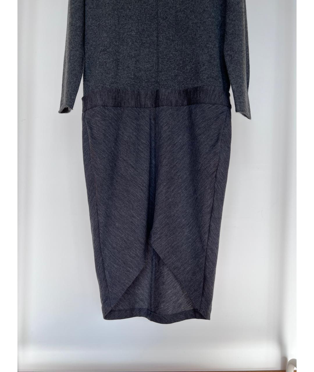 BRUNELLO CUCINELLI Серое кашемировое повседневное платье, фото 5