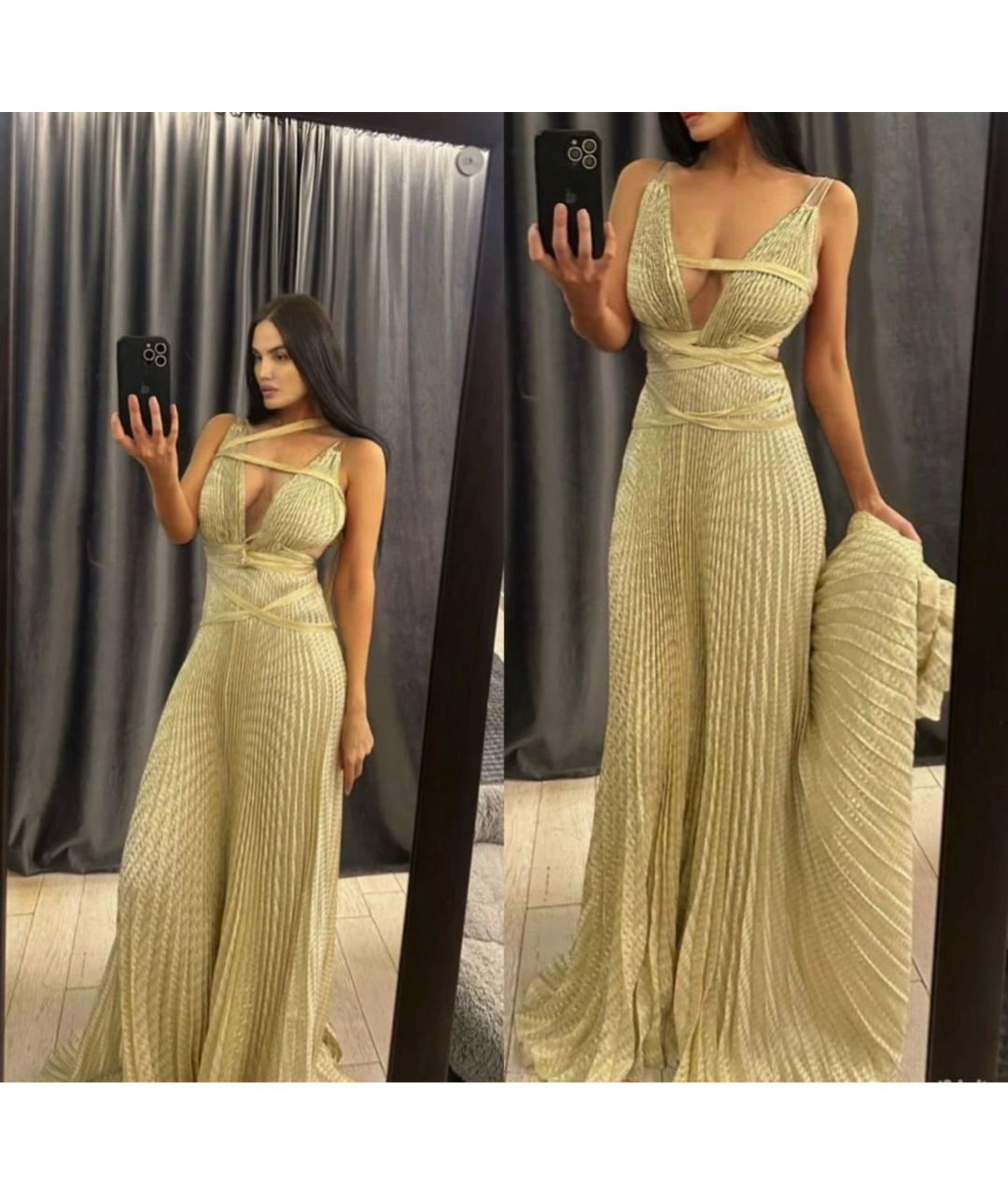 CHRISTIAN DIOR Золотое шелковое вечернее платье, фото 8