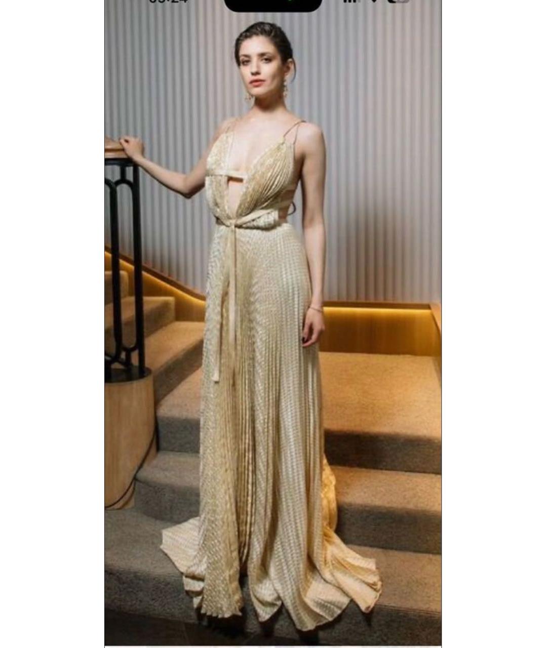 CHRISTIAN DIOR Золотое шелковое вечернее платье, фото 4