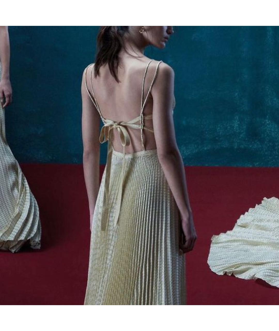 CHRISTIAN DIOR Золотое шелковое вечернее платье, фото 2