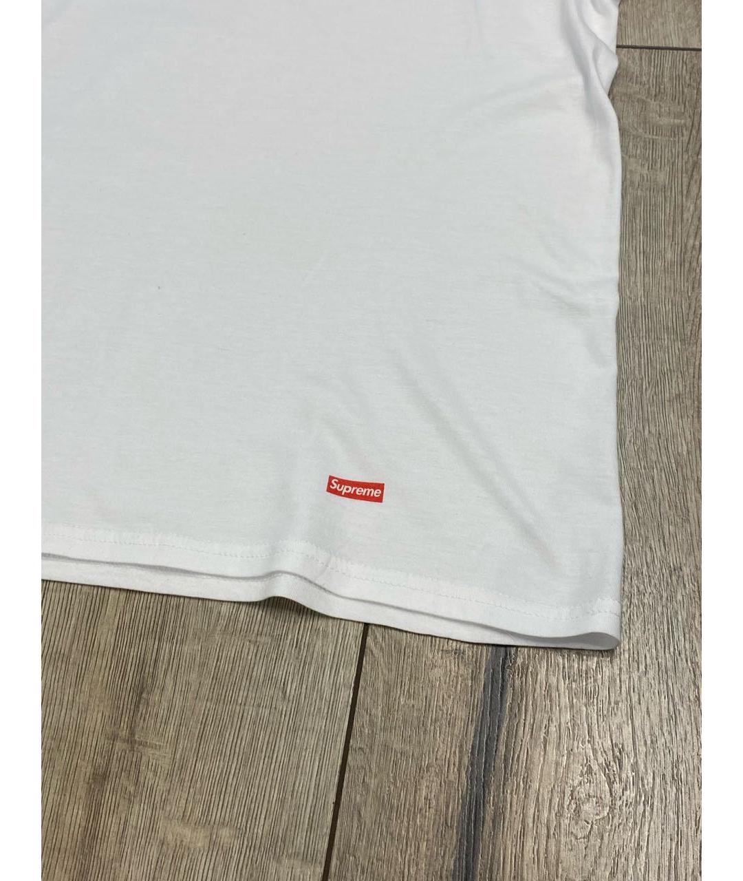 SUPREME Белая хлопковая футболка, фото 4