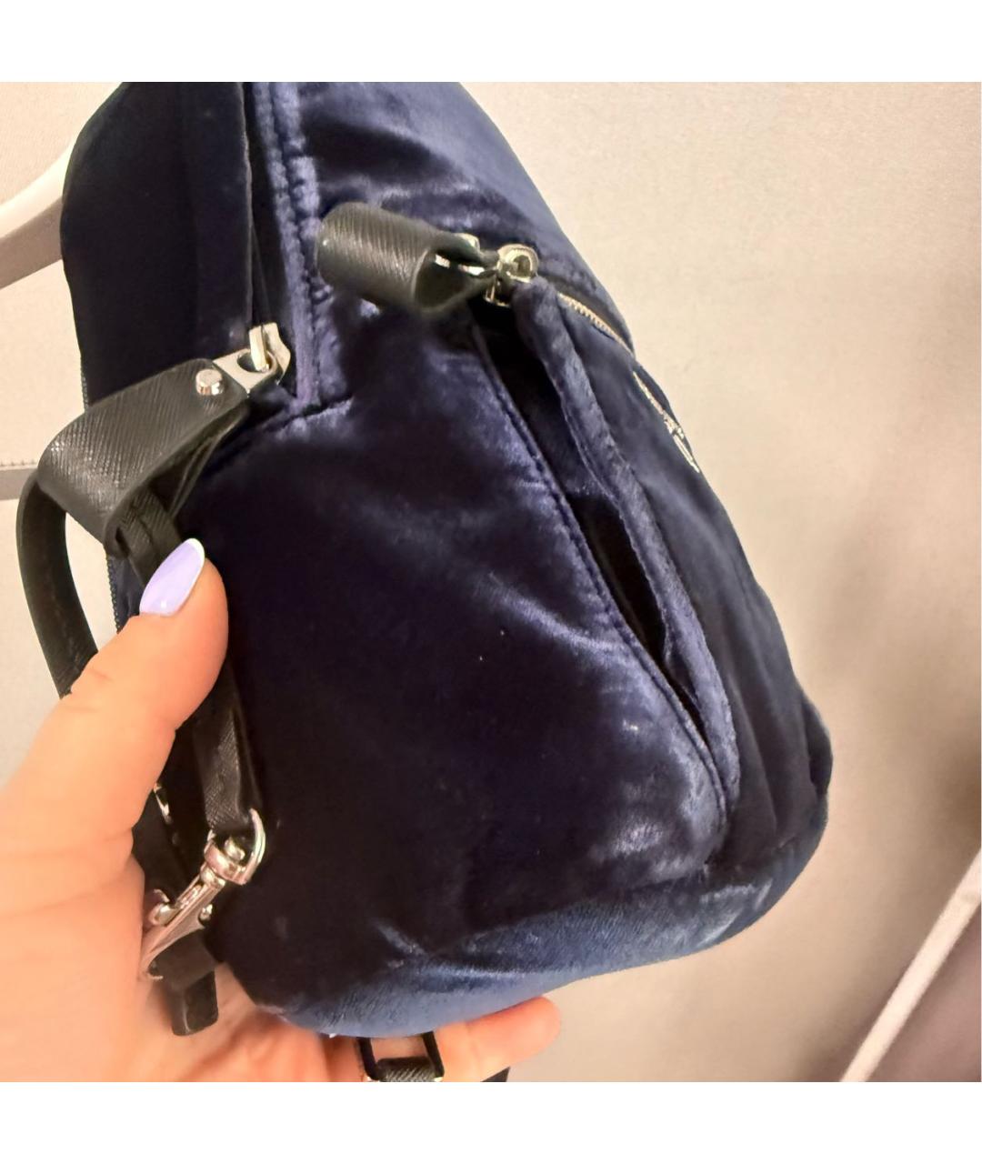 MICHAEL KORS Темно-синий бархатный рюкзак, фото 5