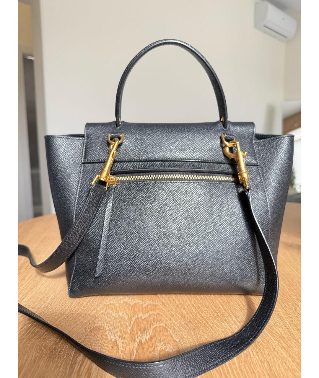 CELINE Черная кожаная сумка с короткими ручками, фото 3