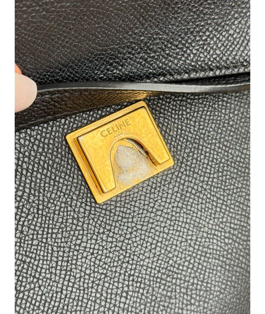 CELINE Черная кожаная сумка с короткими ручками, фото 7