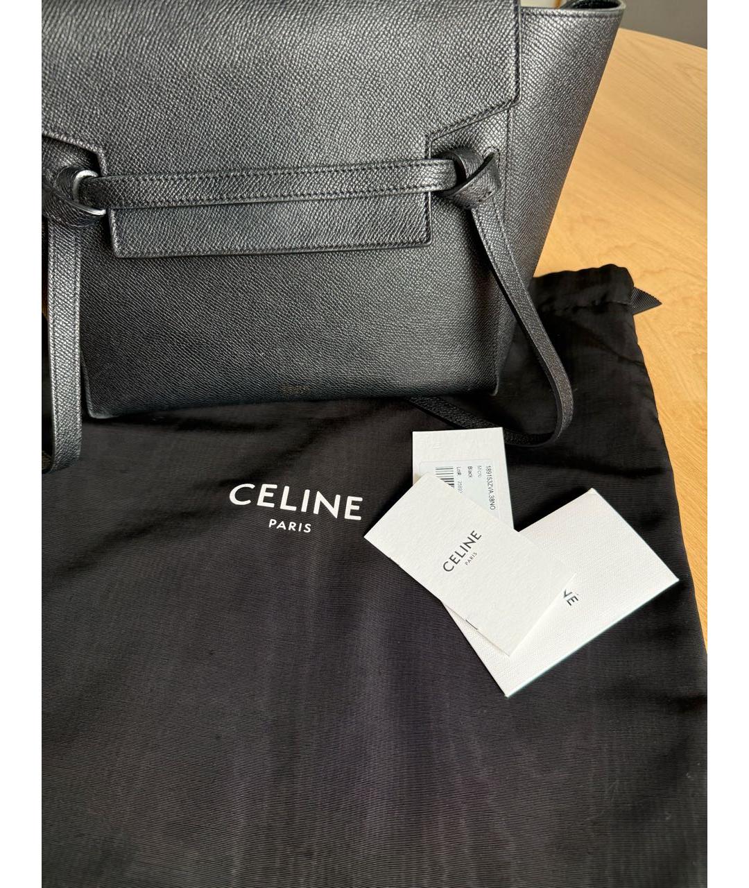 CELINE Черная кожаная сумка с короткими ручками, фото 8