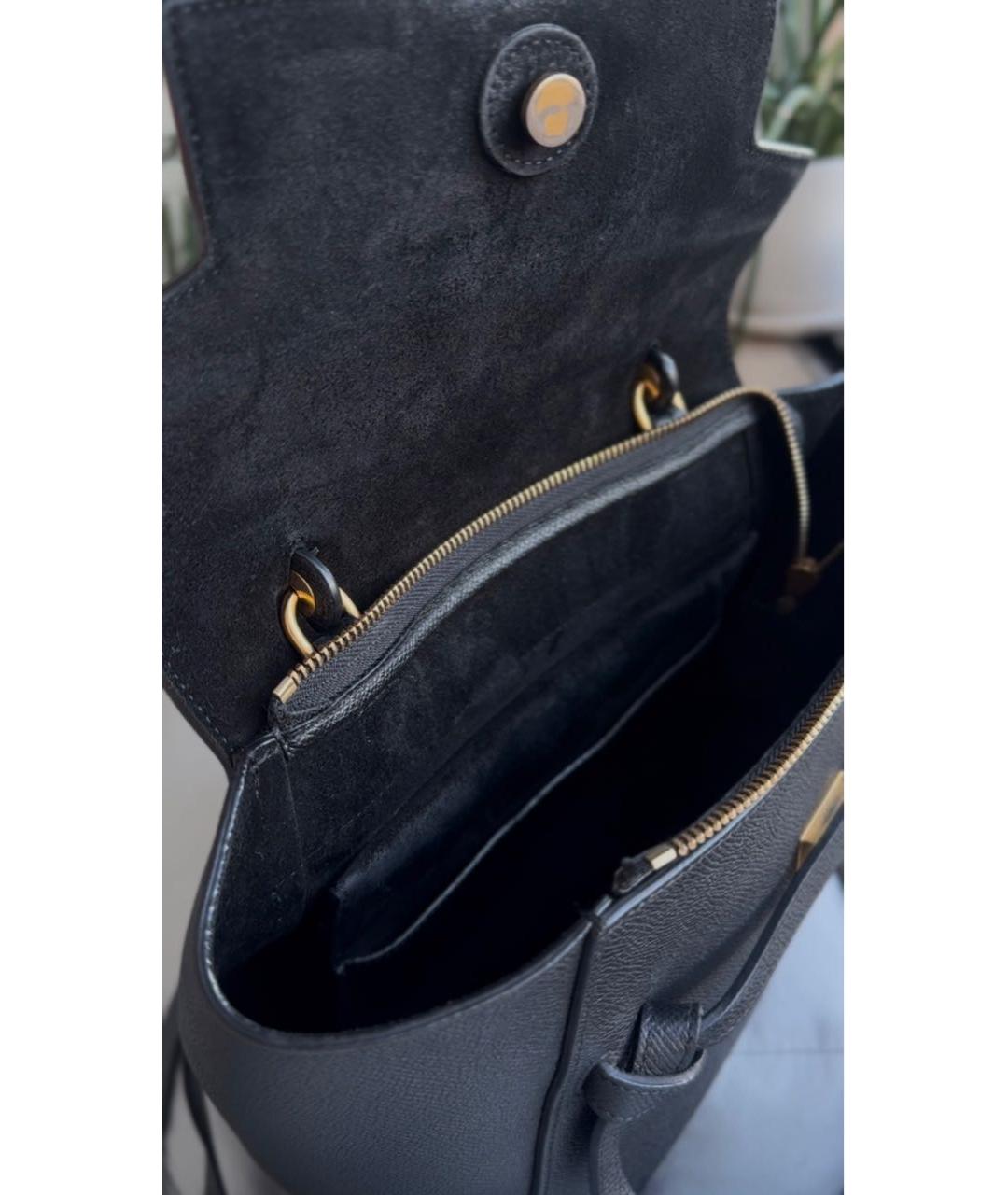 CELINE Черная кожаная сумка с короткими ручками, фото 4