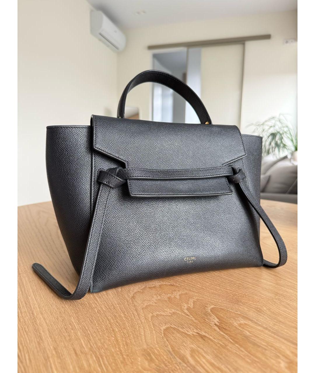 CELINE Черная кожаная сумка с короткими ручками, фото 2