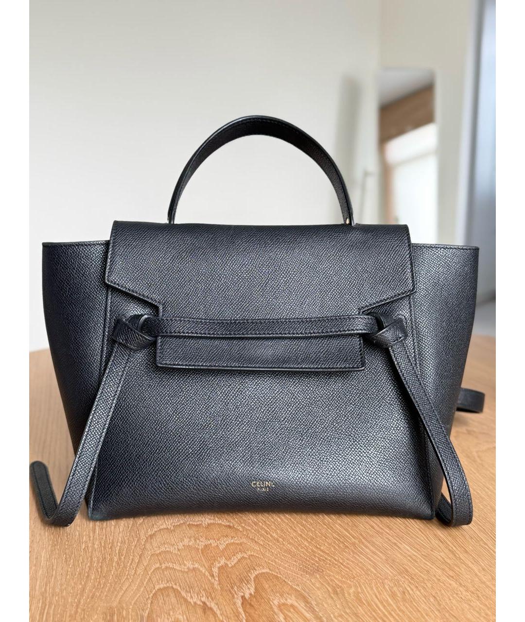 CELINE Черная кожаная сумка с короткими ручками, фото 9