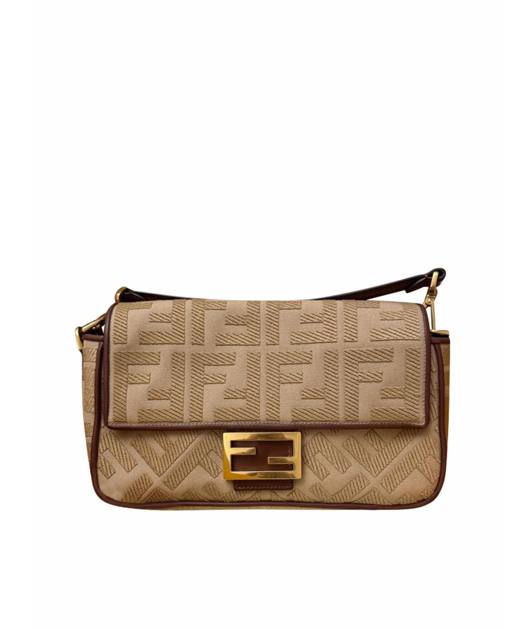 FENDI Бежевая жаккардовая сумка через плечо, фото 5