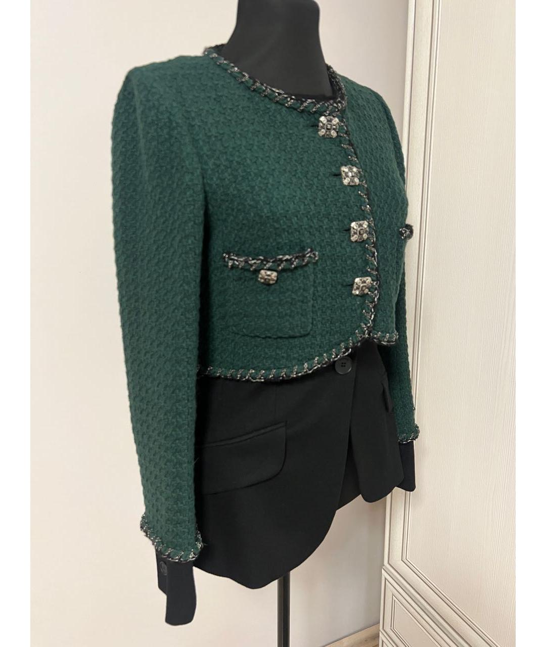 CHANEL Зеленый твидовый жакет/пиджак, фото 2