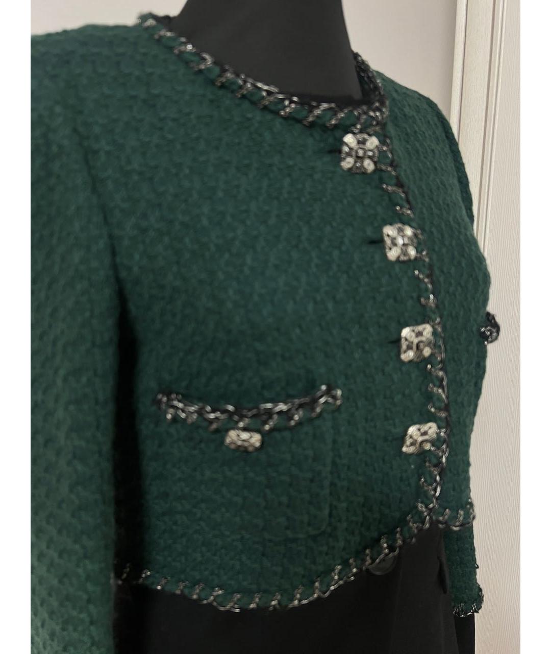 CHANEL Зеленый твидовый жакет/пиджак, фото 3