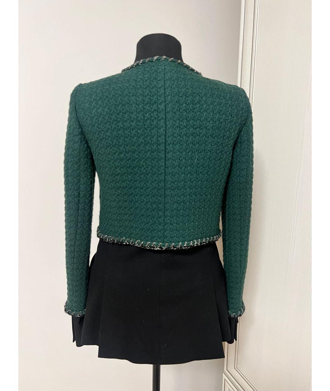 CHANEL Зеленый твидовый жакет/пиджак, фото 4