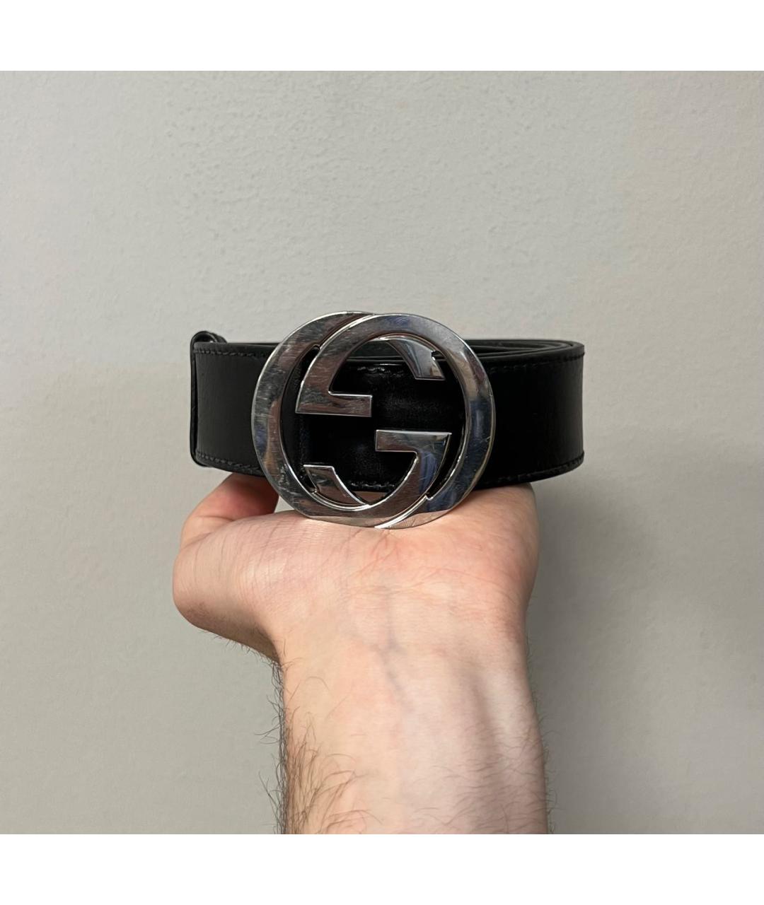 GUCCI Черный кожаный ремень, фото 3