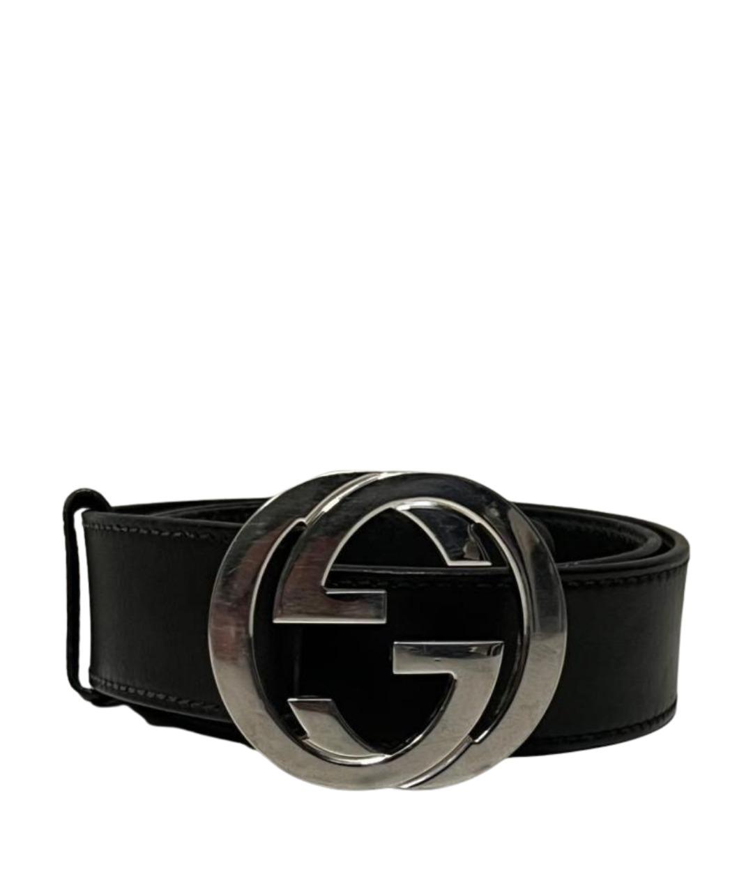 GUCCI Черный кожаный ремень, фото 1