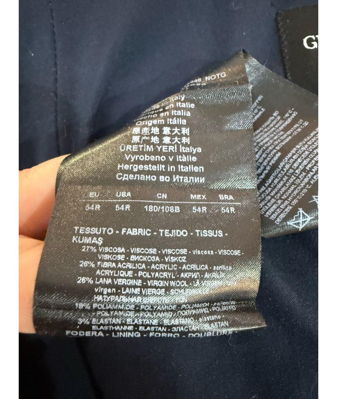 GIORGIO ARMANI Темно-синий шерстяной пиджак, фото 5