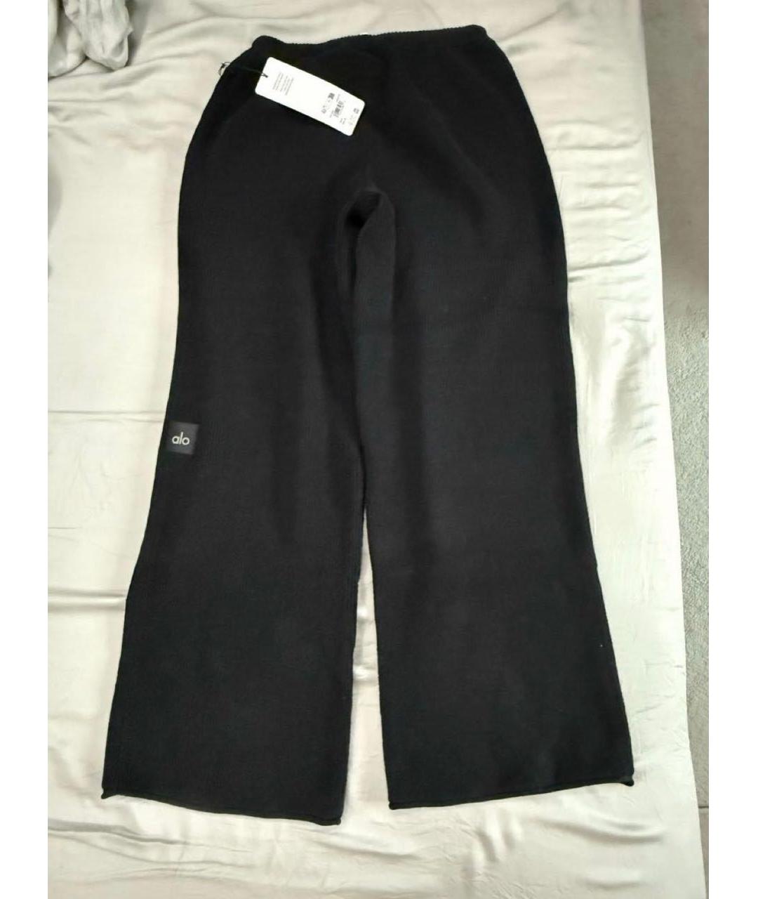 ALO YOGA Черные хлопковые брюки широкие, фото 2