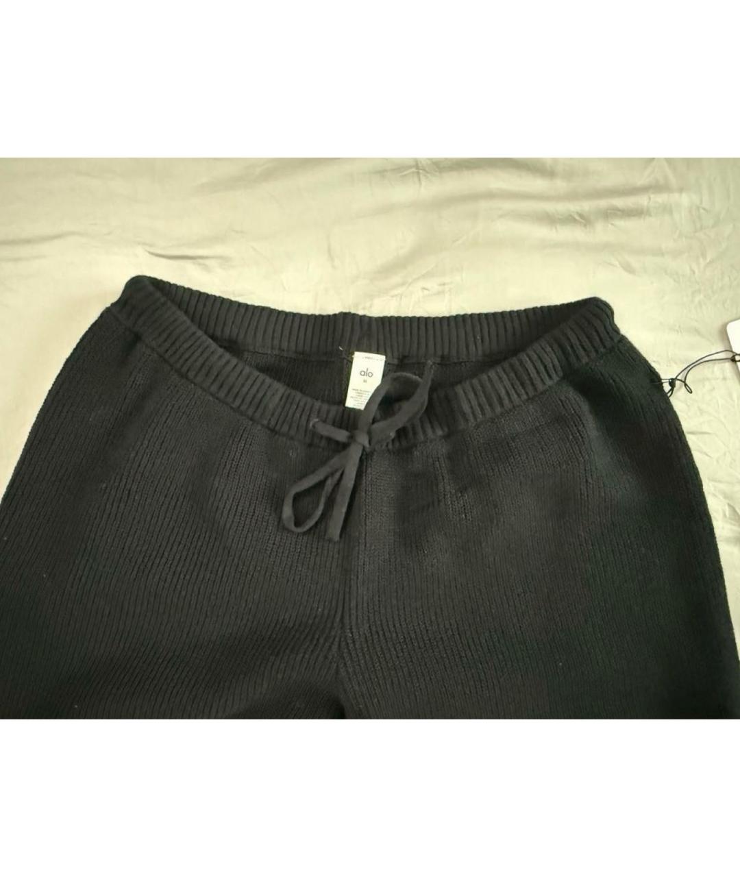 ALO YOGA Черные хлопковые брюки широкие, фото 3