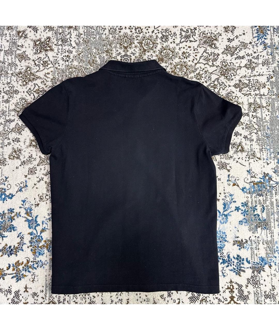 MONCLER Черное хлопко-полиэстеровое поло с коротким рукавом, фото 2