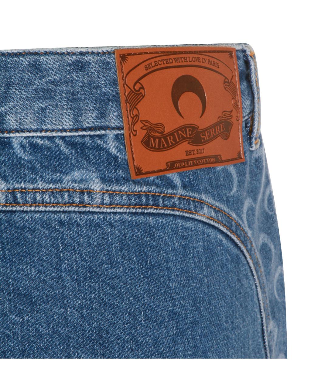 MARINE SERRE Синяя хлопковая юбка мини, фото 4