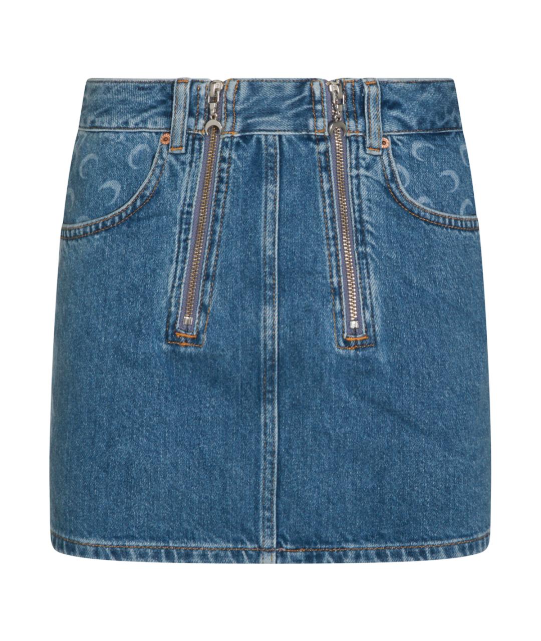 MARINE SERRE Синяя хлопковая юбка мини, фото 1
