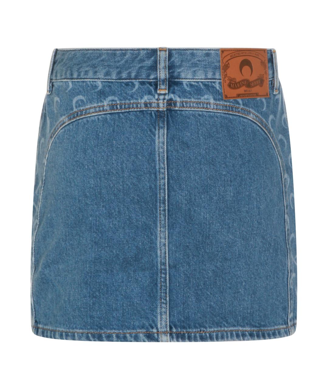 MARINE SERRE Синяя хлопковая юбка мини, фото 2