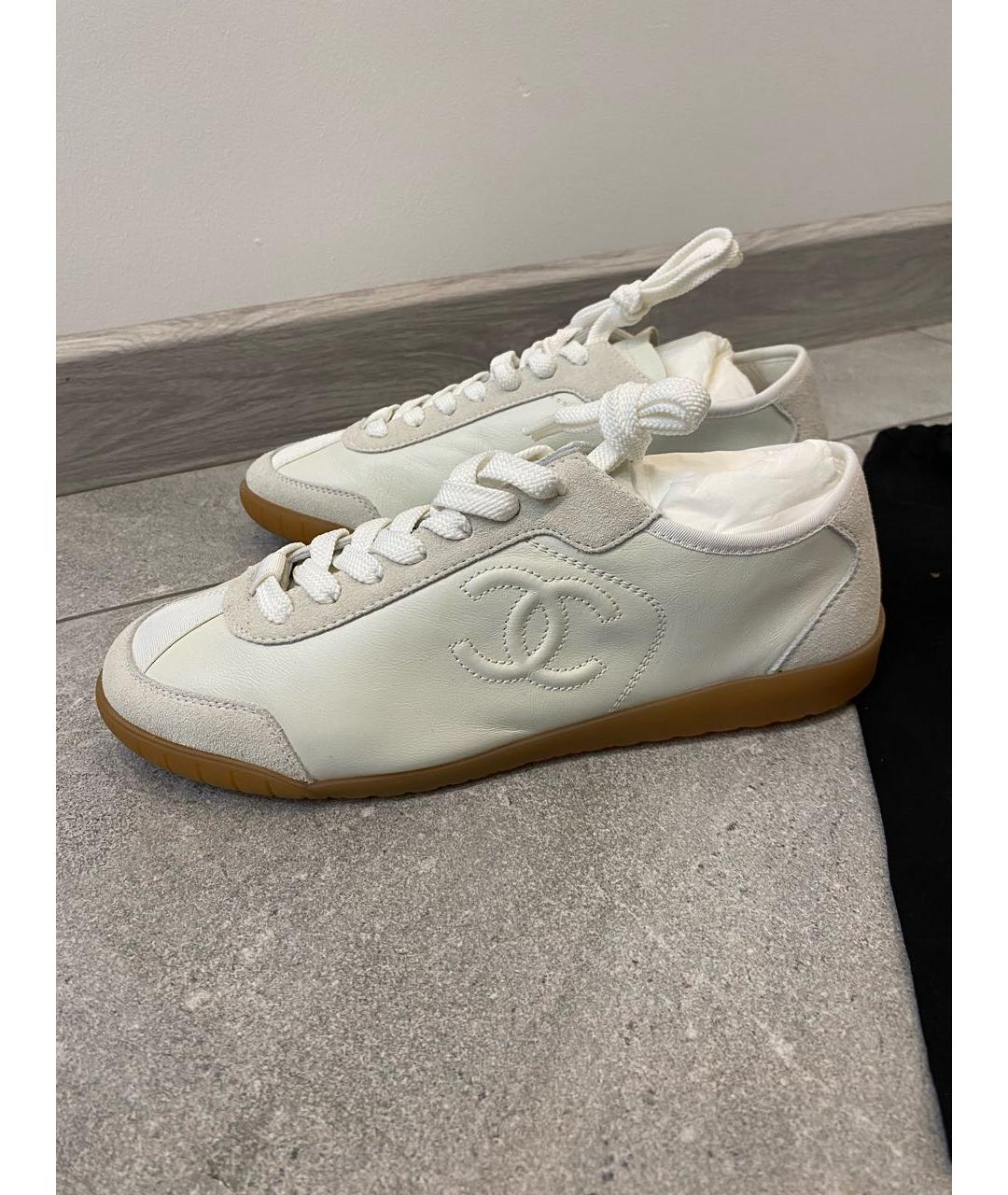 CHANEL Белые кожаные кроссовки, фото 8