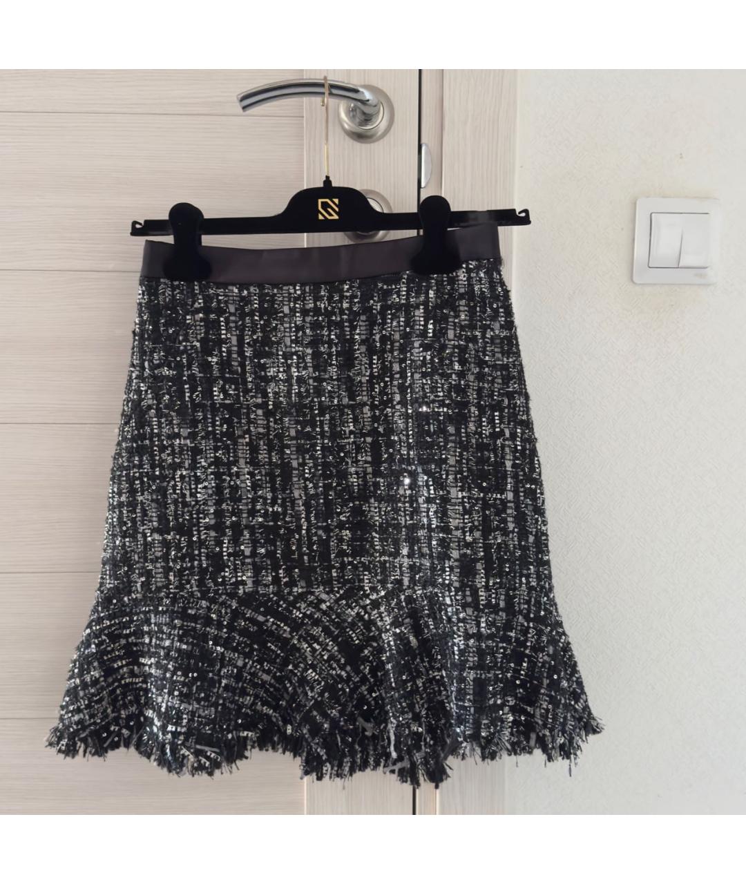KARL LAGERFELD Черная твидовая юбка мини, фото 5